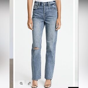 Pistola Cassie Blue Straight Leg Jeans with Distressed Details